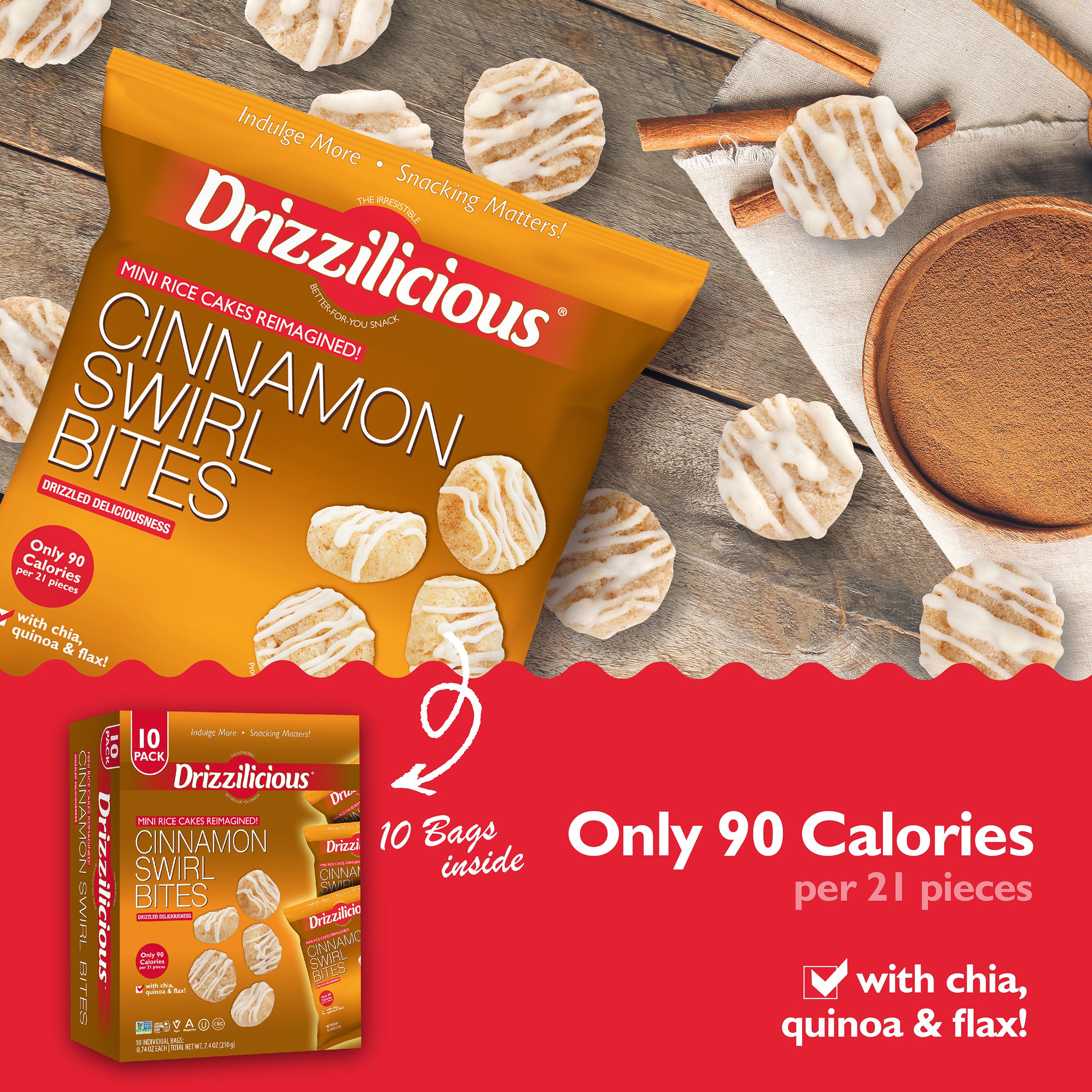 Drizzilicious etiqueta de ingredientes limpia y sin gluten destacada