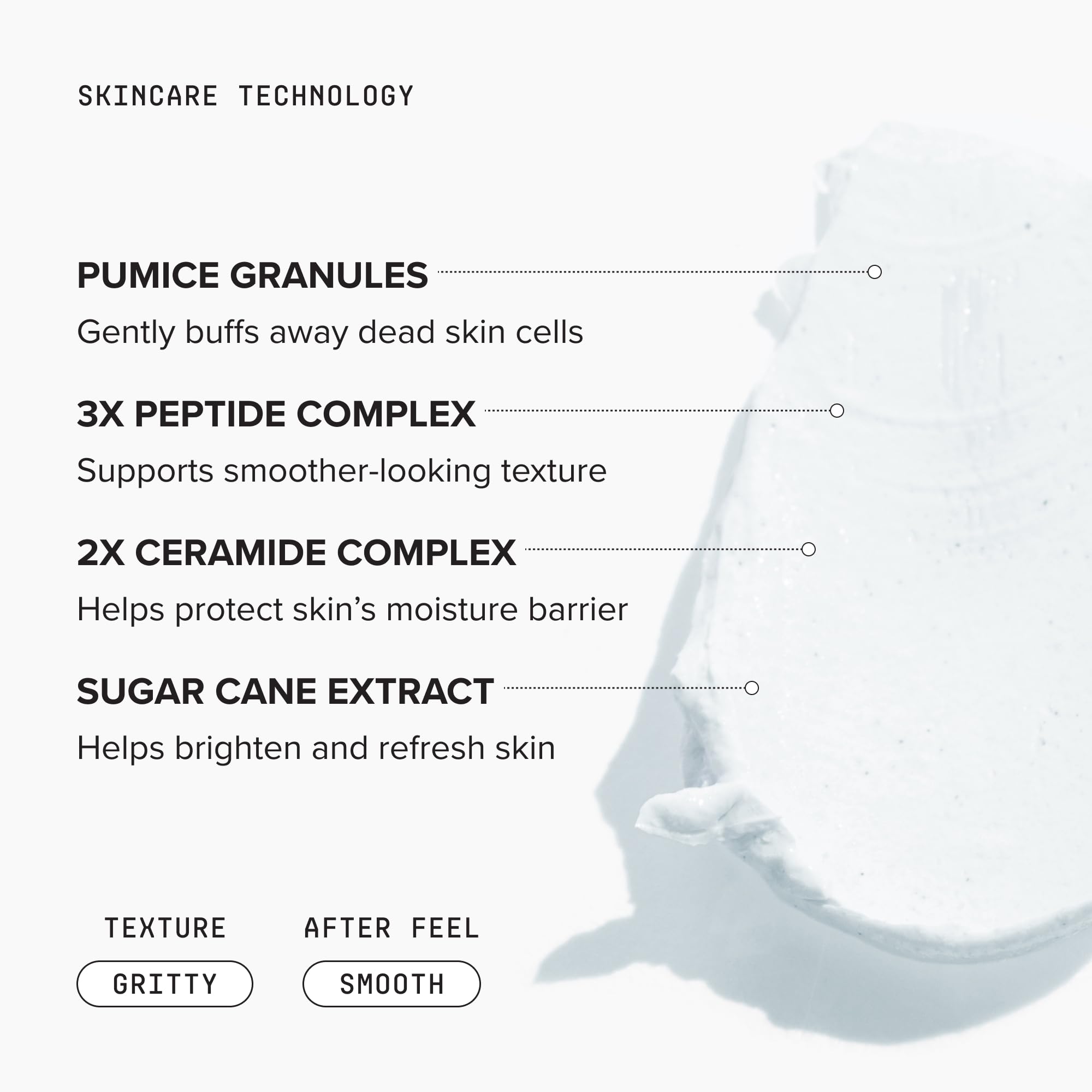 DRMTLGY mujer aplicando el exfoliante para una piel más lisa