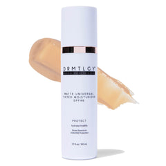 DRMTLGY envase frontal mostrando acabado mate y protección