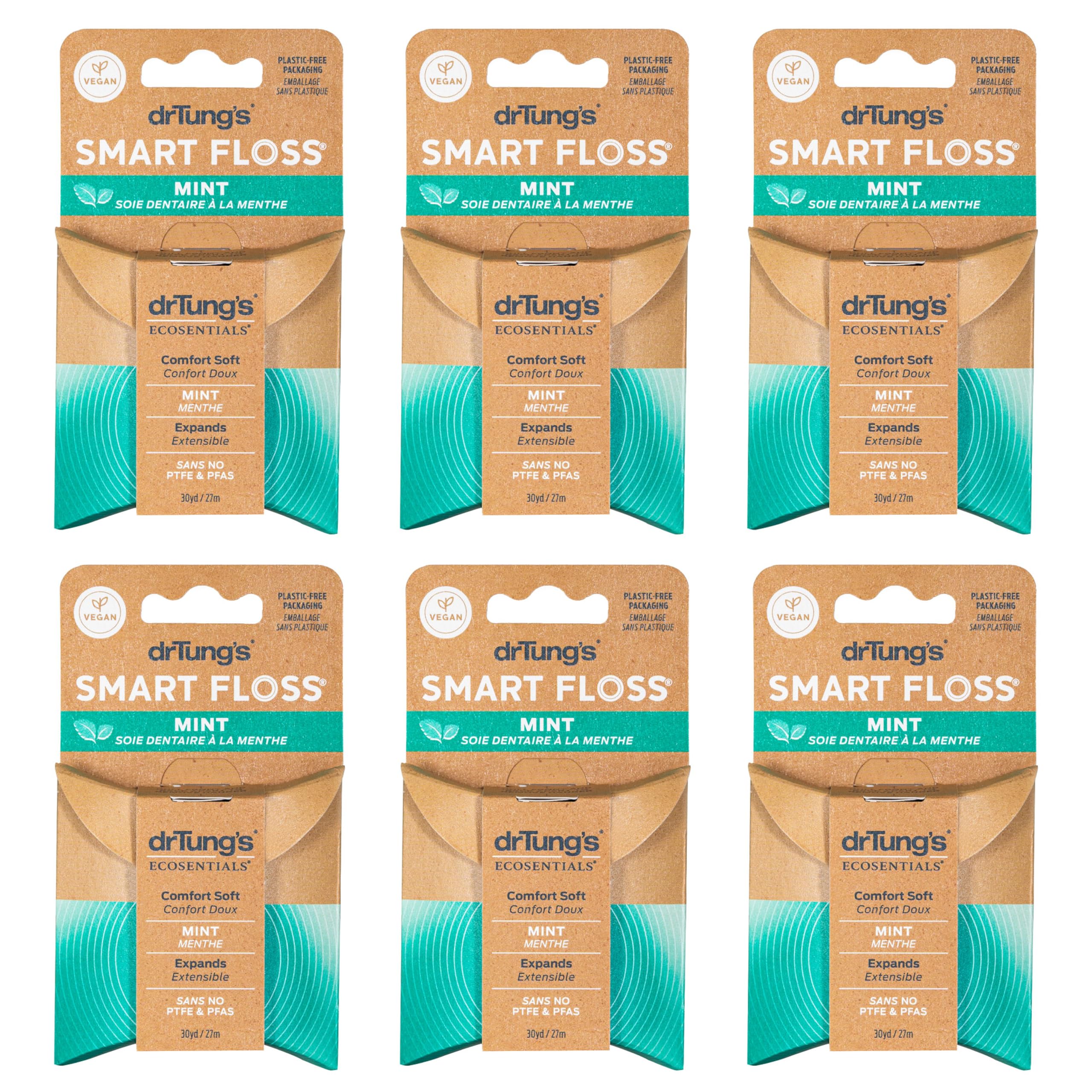 drTung's empaque frontal del pack de 6 que destaca frescura y naturalidad