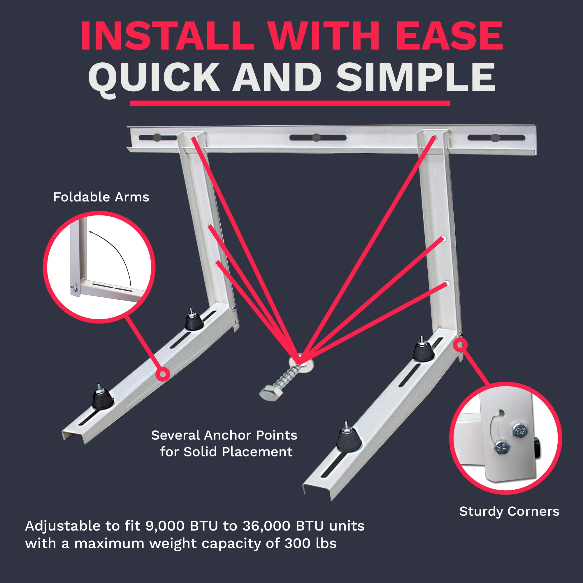 DuctlessAire soporte instalado con mini split demostrando elevación protectora