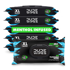 DUDE Wipes pack frontal mostrando 288 unidades y beneficio de cobertura extra