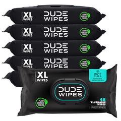 DUDE Wipes empaque frontal mostrando formato y cantidad útil