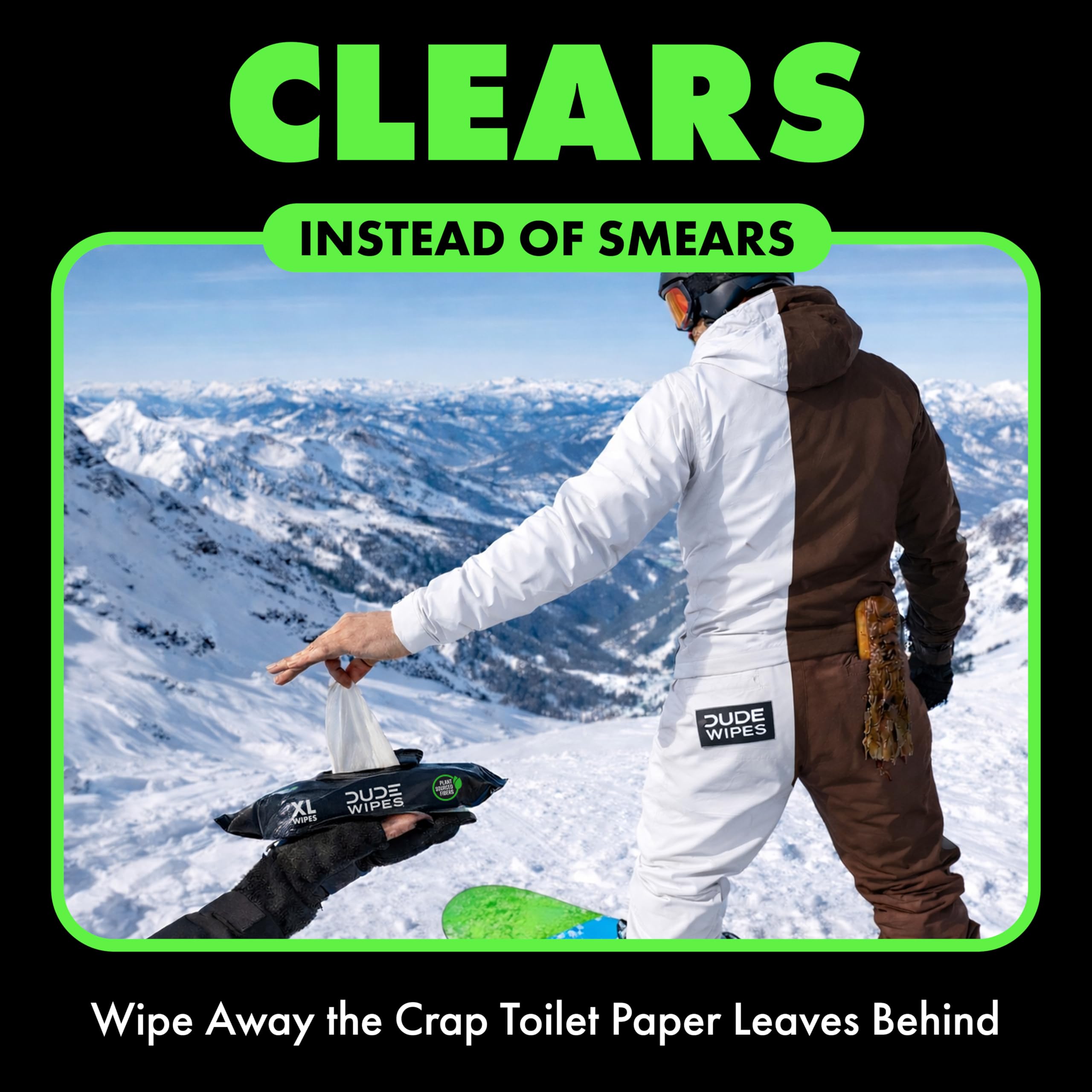 DUDE Wipes paquete abierto con hojas grandes listas para usar y conveniencia