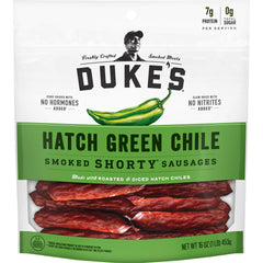 DUKE'S paquete frontal de Shorty Hatch Green Chile mostrando el envase y marca