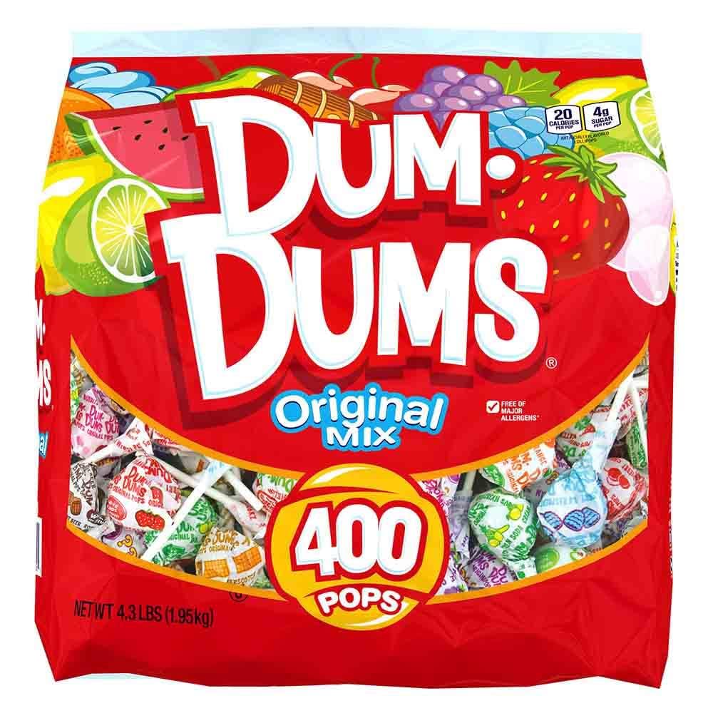 Dum Dums bolsa 400 paletas vista frontal para fiestas y reparto