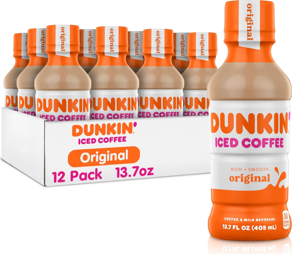 Dunkin' botella frente mostrando diseño y ventaja de conveniencia