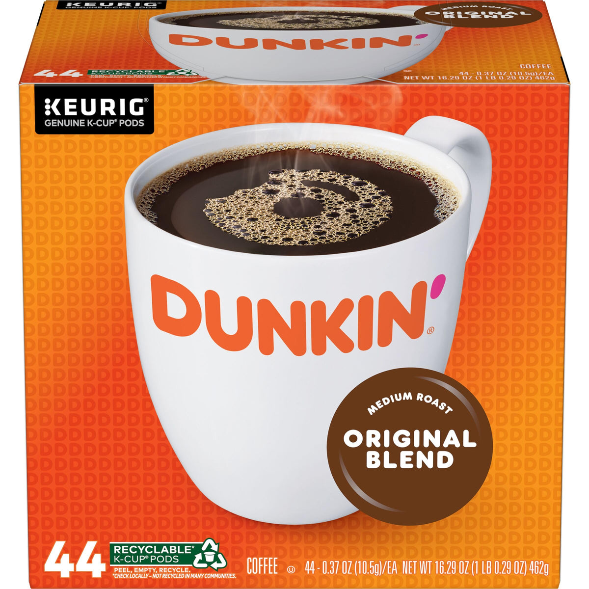 Dunkin’ caja frontal 44 cápsulas mostrando empaque y conveniencia