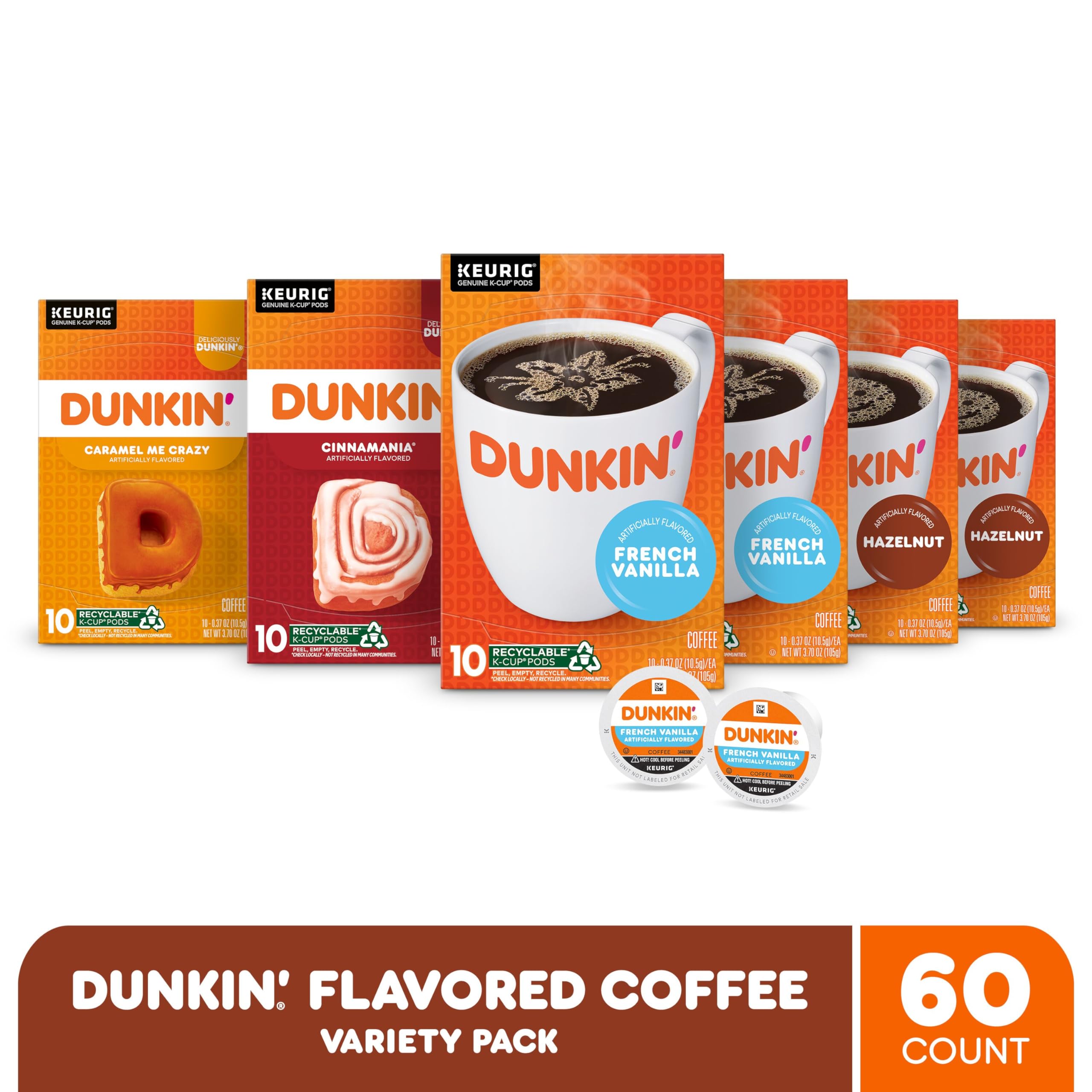 Dunkin' vista superior de cápsulas desplegadas que facilita elegir sabor