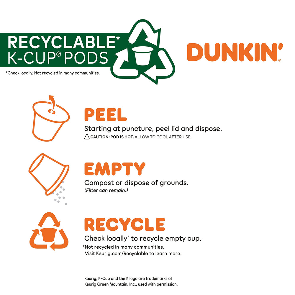 Dunkin’ cápsula K-Cup detalle superior, diseño fácil de usar
