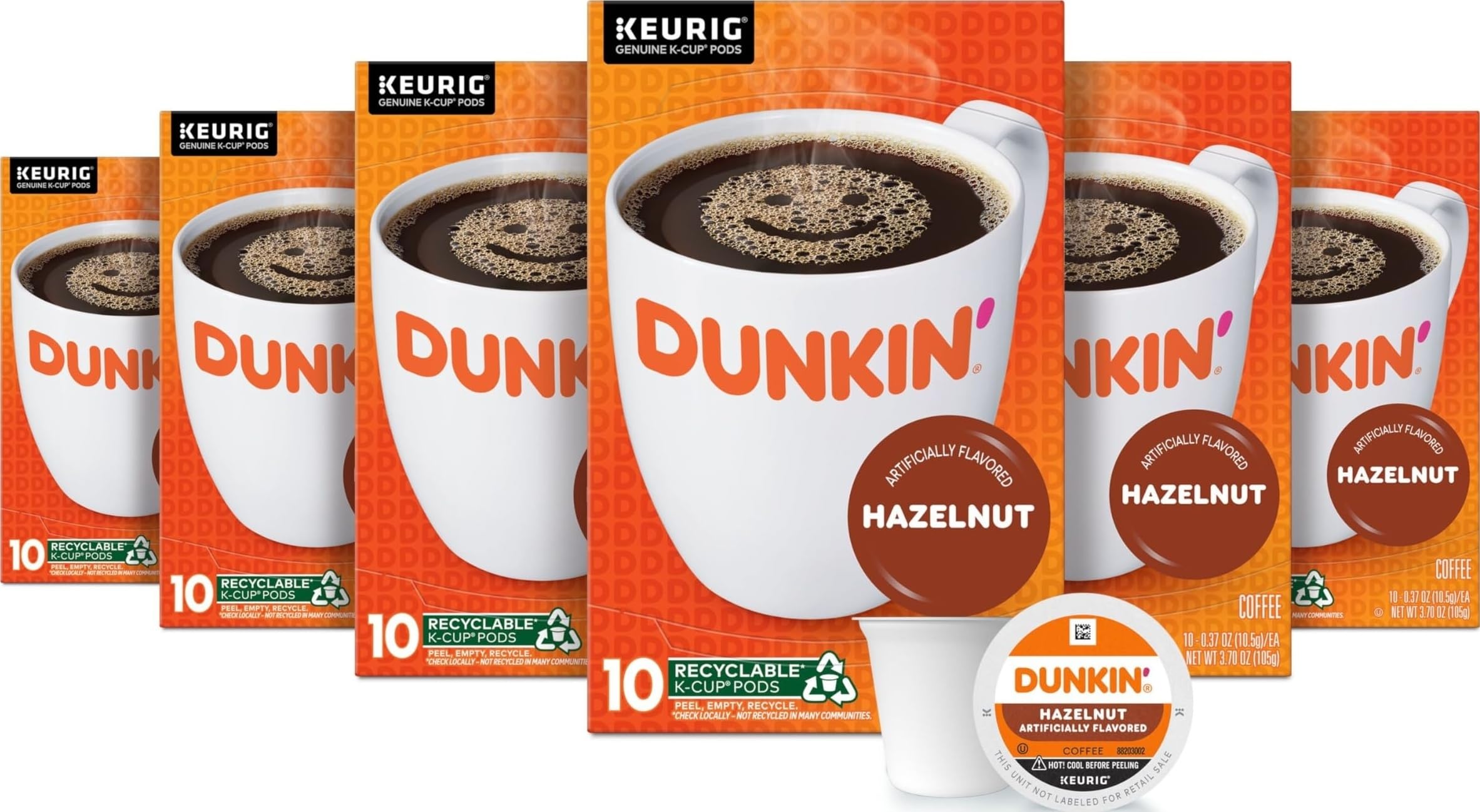 Dunkin' empaque frontal mostrando 60 cápsulas y conveniencia