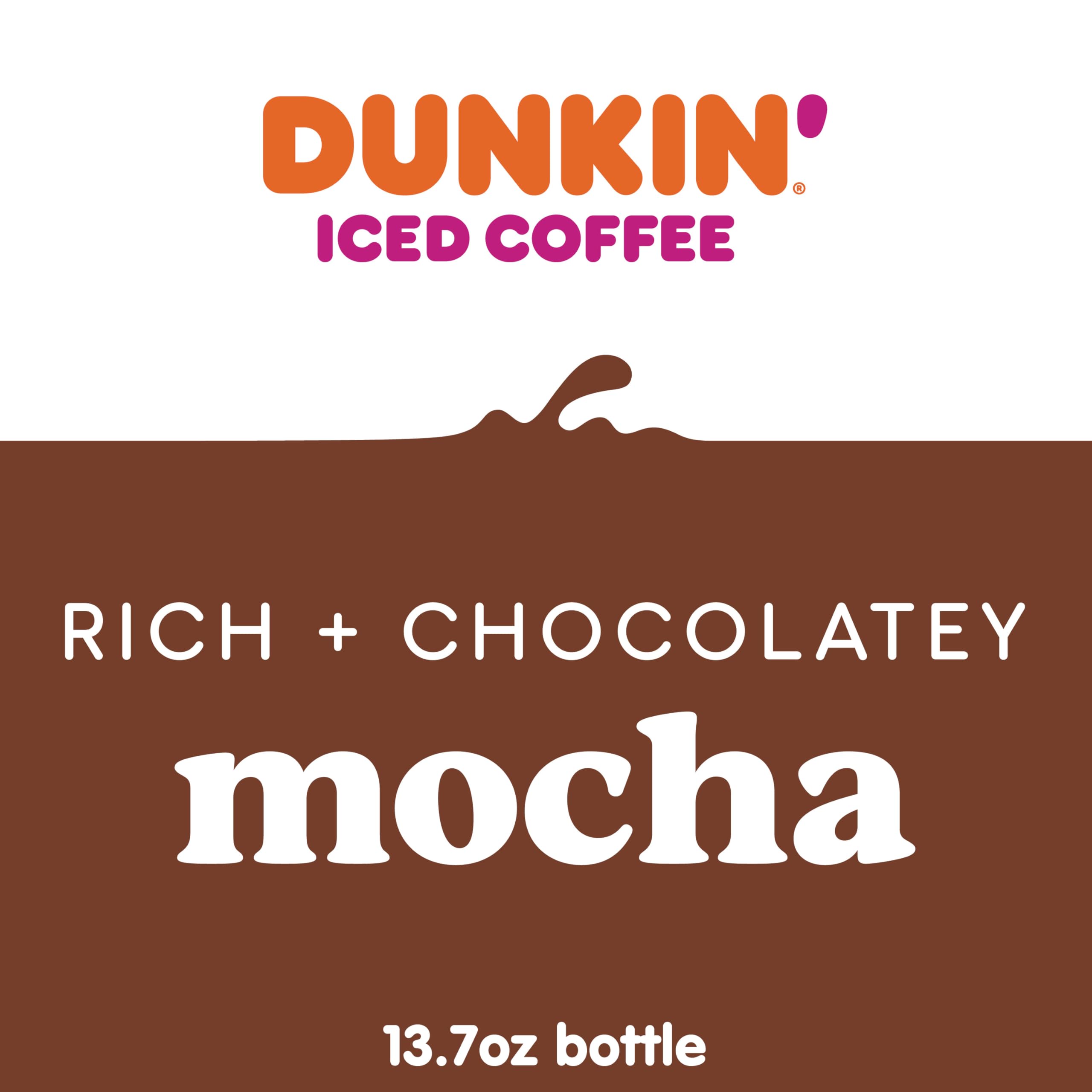 Dunkin' textura al verter café mocha sobre hielo, aspecto cremoso y refrescante