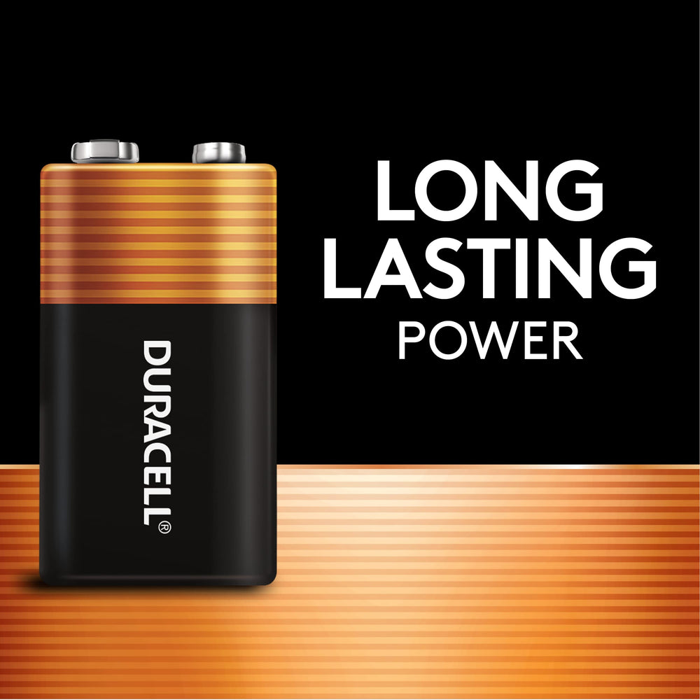 Duracell 9V primer plano de terminales que evidencia conexión fiable en equipos