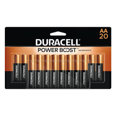 Duracell Coppertop AA frontal del paquete mostrando la marca y cantidad