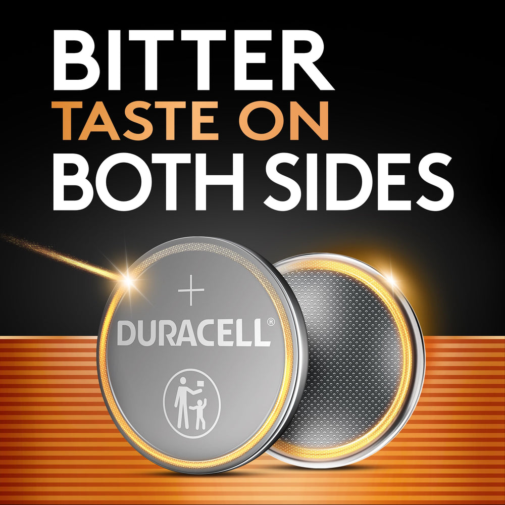 Duracell CR2032 close-up of cell surface with clear brand marking for reliability