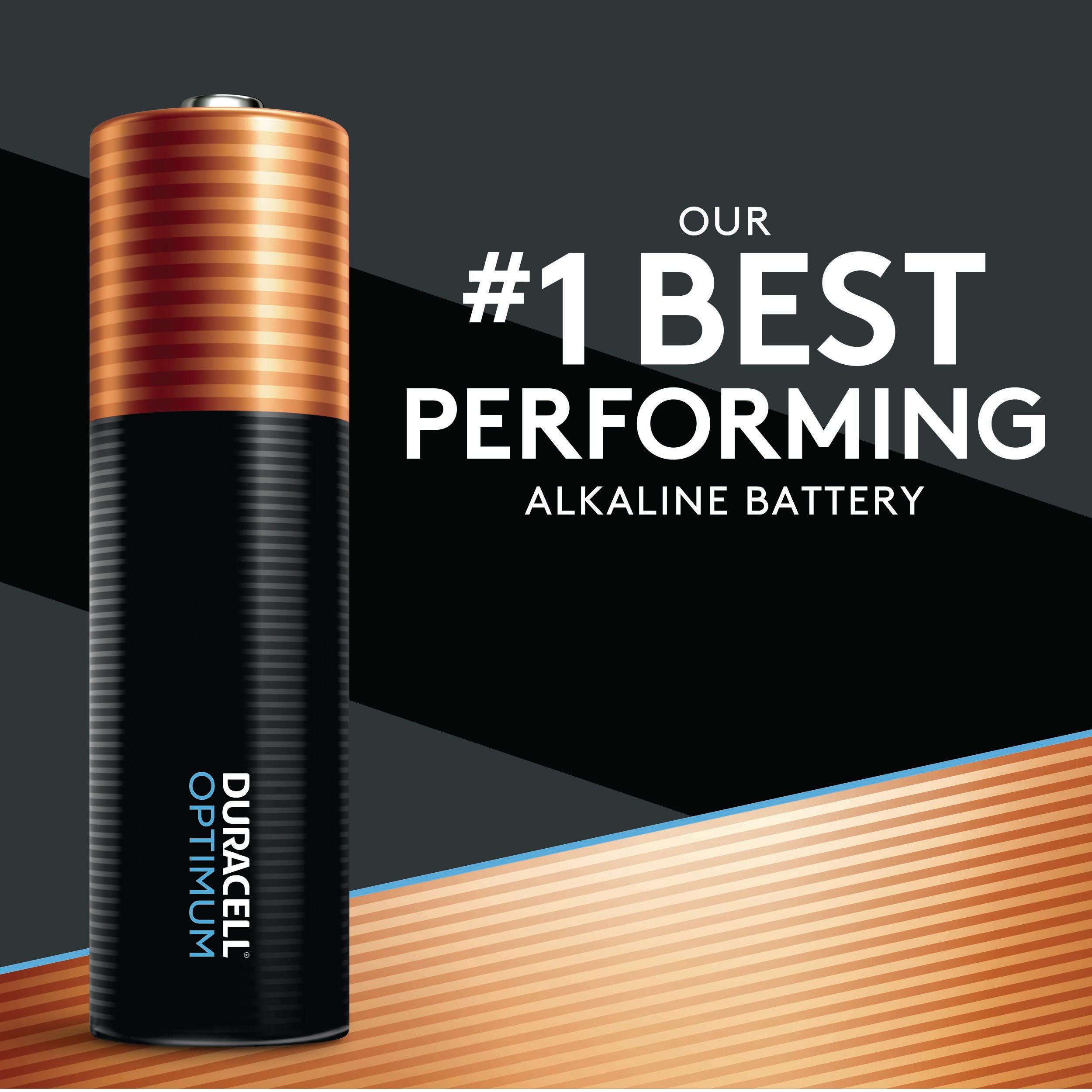 Primer plano de la etiqueta Duracell Optimum y el logo Power Boost para identificar calidad