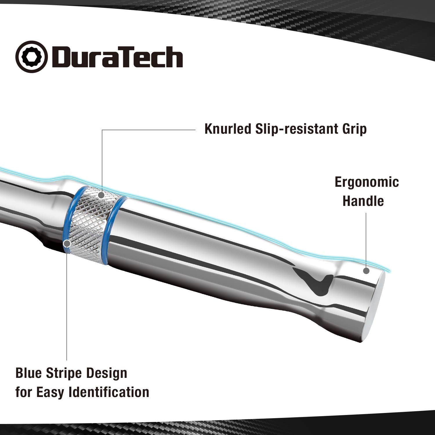 DURATECH comparación de tamaño con una mano para visualizar escala y portabilidad