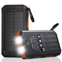 Durecopow front panel view showing rugged housing and solar panel, reliable outdoor charging