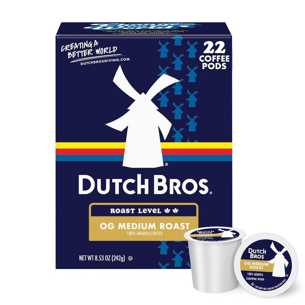 Dutch Bros caja frontal mostrando diseño y beneficios