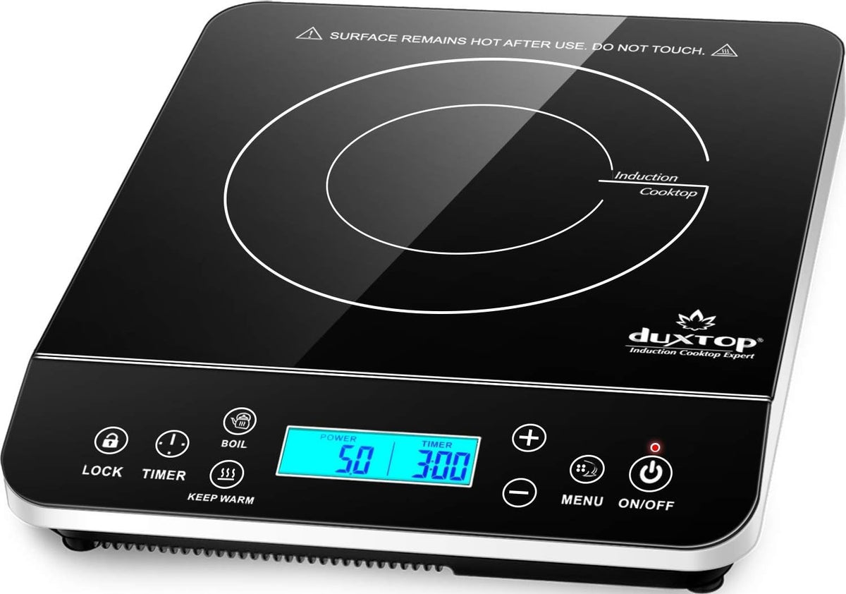 duxtop 9600ls vista frontal mostrando controles y beneficio de portabilidad