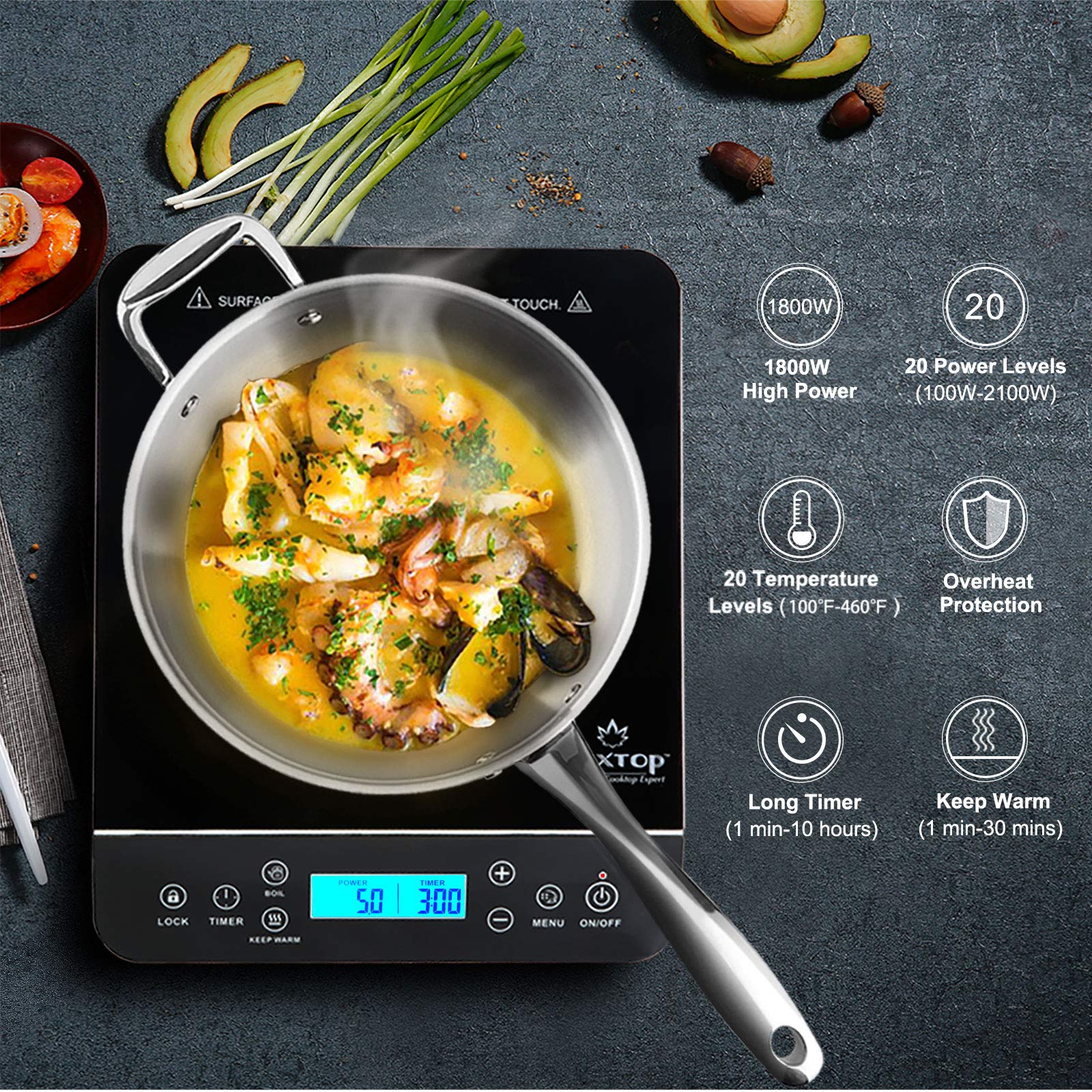 duxtop panel táctil detalle con botones rápidos que facilitan control preciso