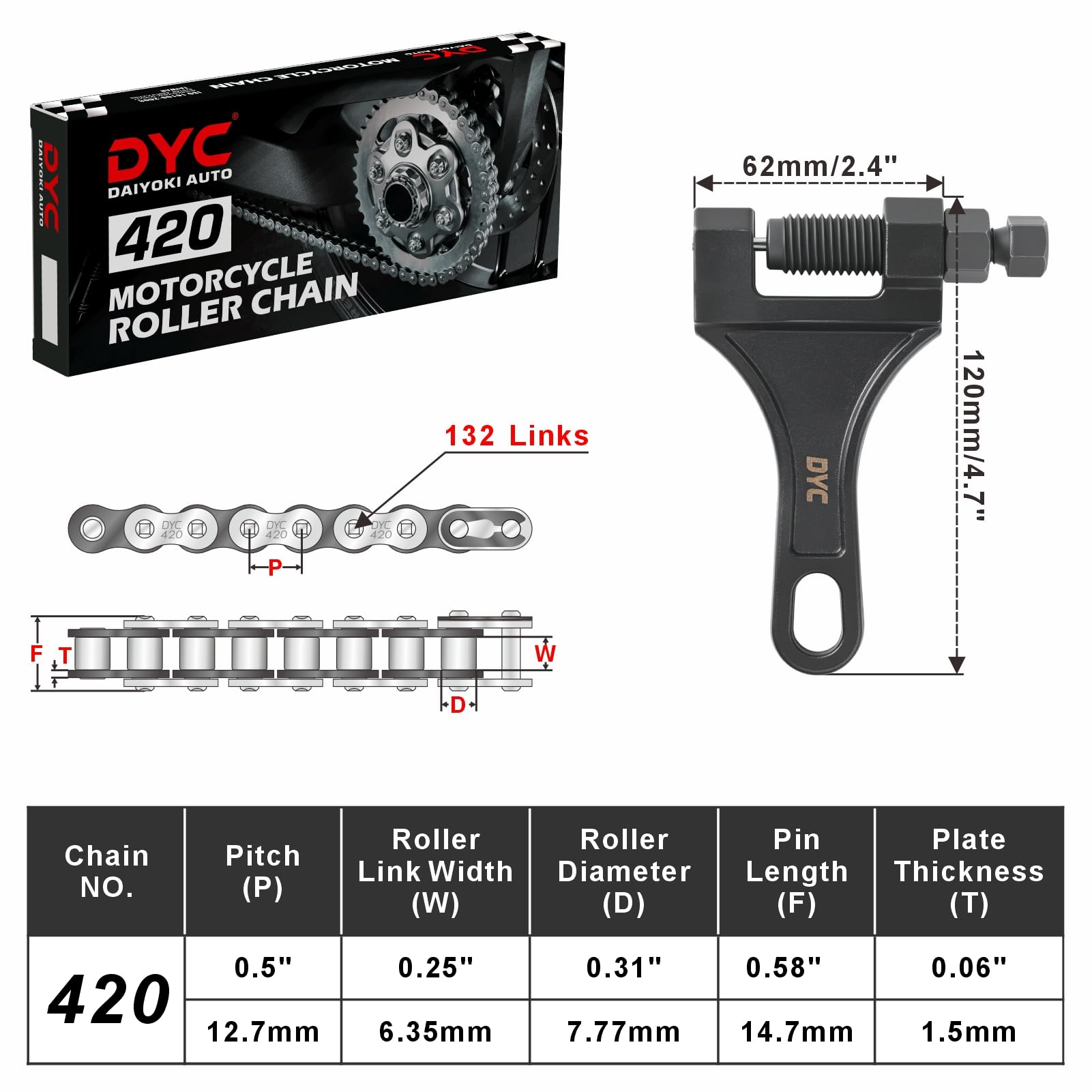 DYCTAHO cinco master links con extractor facilitando cortes y reparaciones