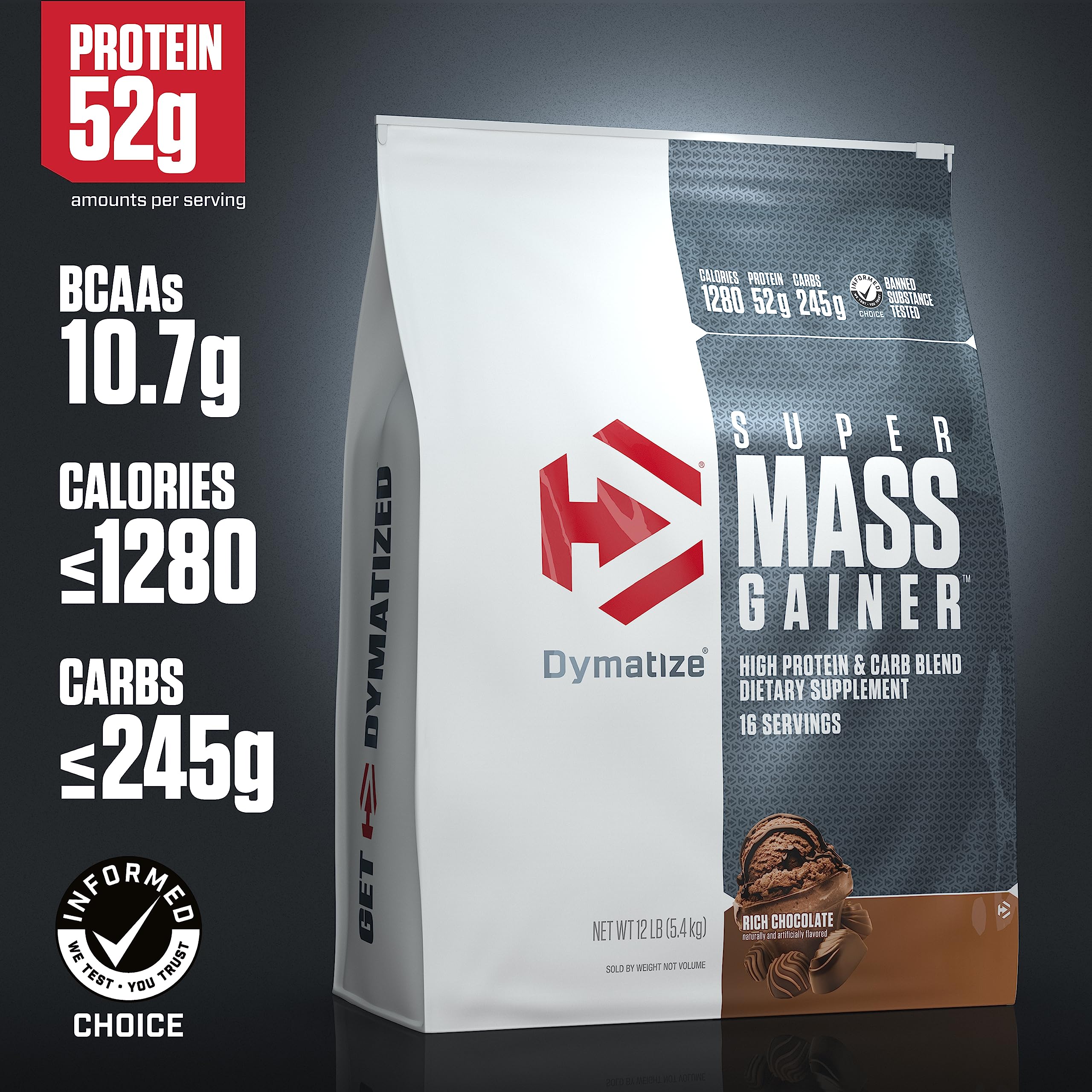 Dymatize cucharada de polvo mostrando textura y densidad calórica para mezclar