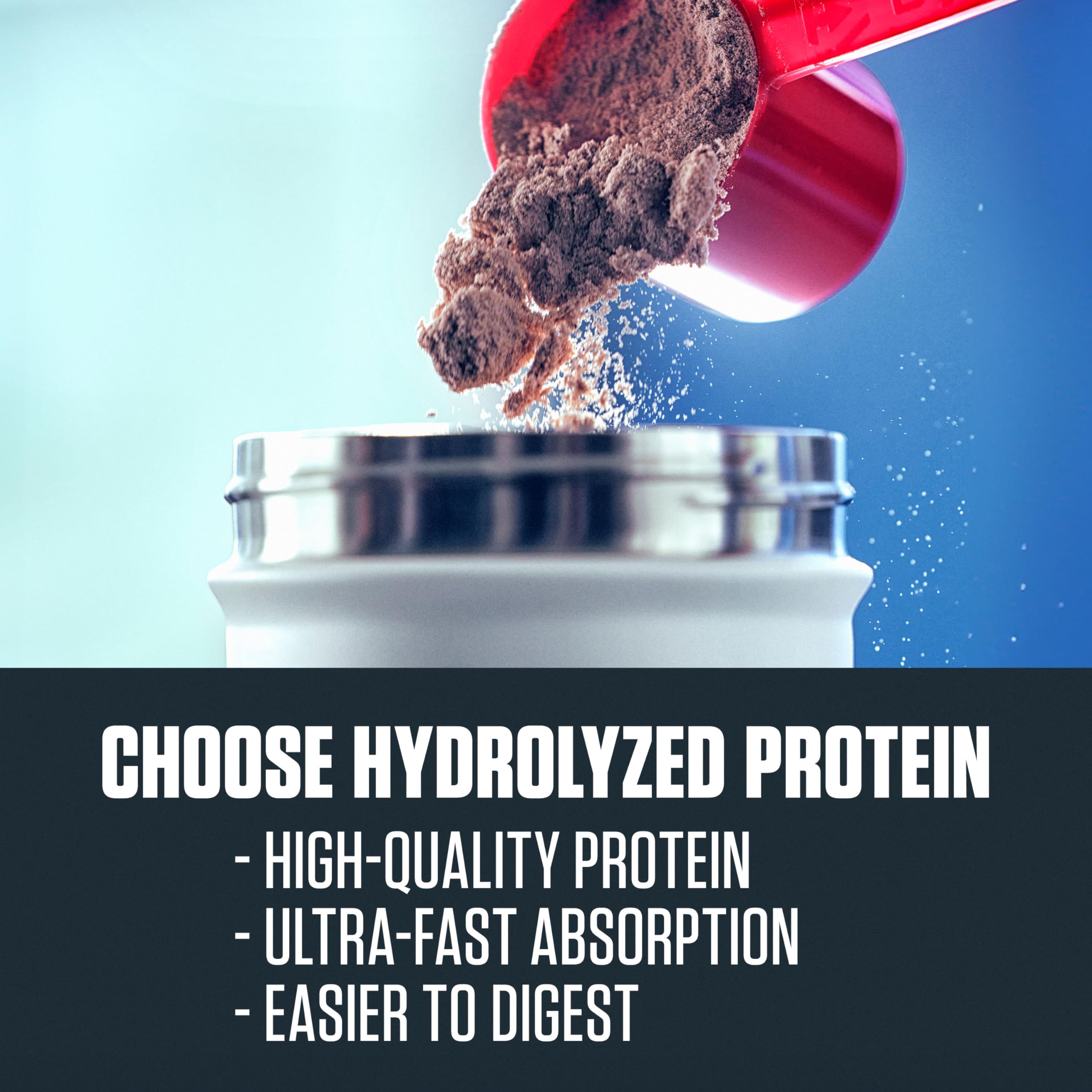 Dymatize ISO100 batido preparado en vaso listo para consumir tras el entrenamiento con sabor intenso