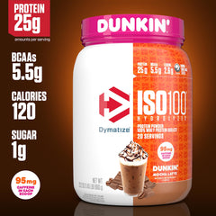 Dymatize batido Mocha Latte en vaso, bebida energética y sabrosa