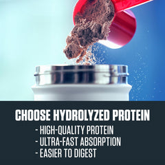 Dymatize ISO100 batido preparado en vaso listo para consumir tras el entrenamiento con sabor intenso