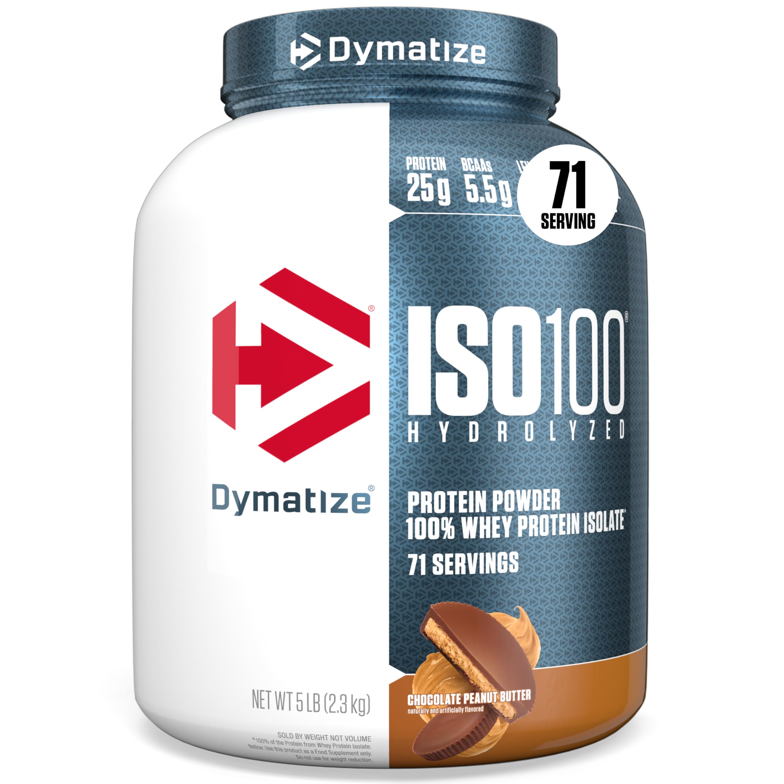 Dymatize envase frontal mostrando el sabor y beneficios inmediatos