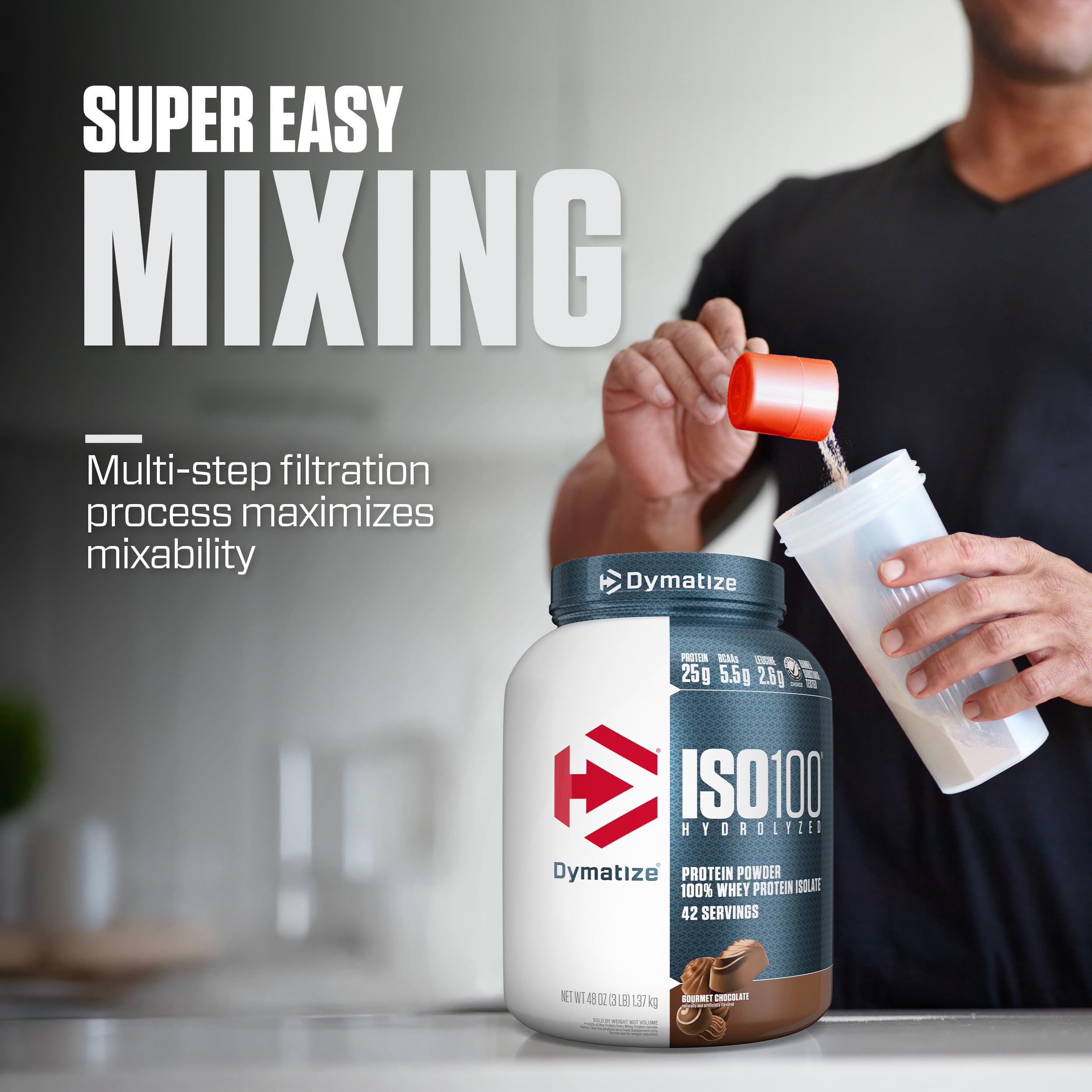 Dymatize ISO100 etiqueta nutricional e ingredientes subraya alto contenido proteico