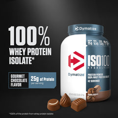 Dymatize ISO100 polvo en cucharada muestra textura fina y fácil disolución