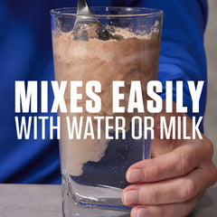 Dymatize batido servido, sabor chocolate peanut butter listo para beber