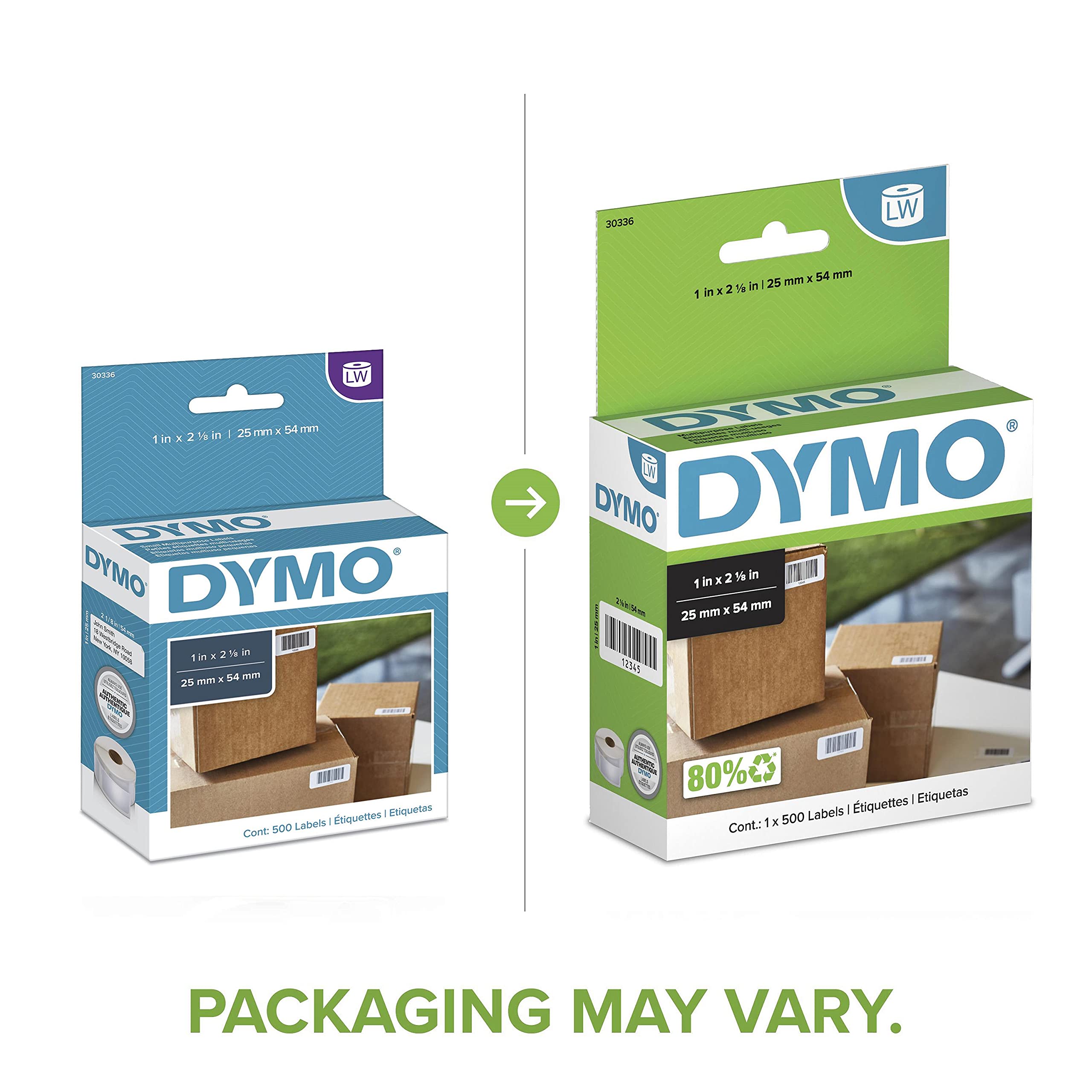 DYMO primer plano superficie térmica, impresión nítida y contraste alto