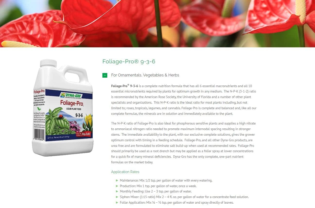 Dyna-Gro Foliage-Pro usado en invernadero optimizando crecimiento en masa