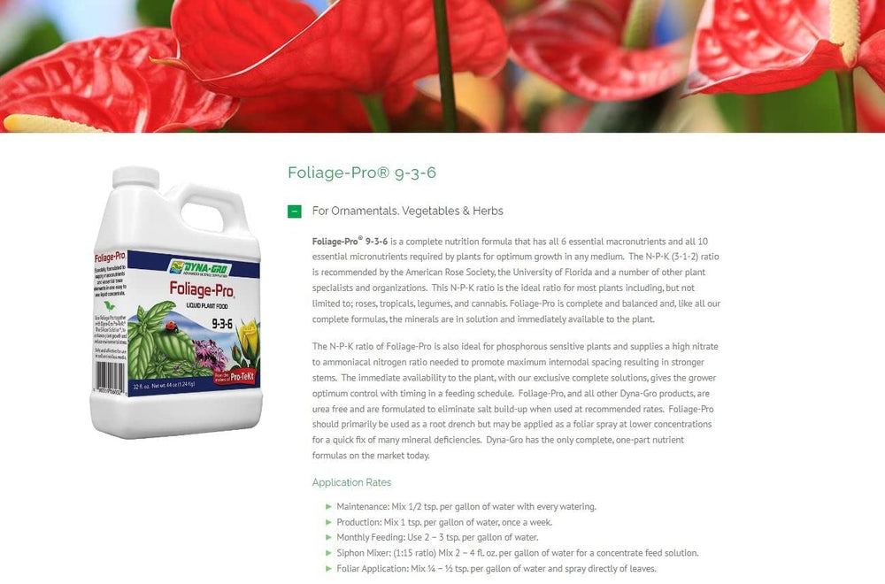 Dyna-Gro Foliage-Pro usado en invernadero optimizando crecimiento en masa