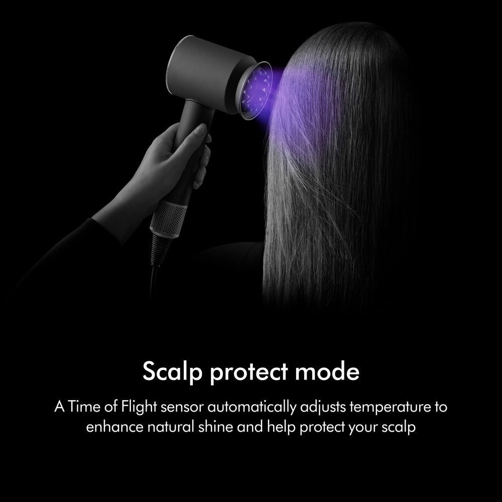 Dyson Supersonic Nural en modo Scalp protect reduciendo temperatura al cuero cabelludo