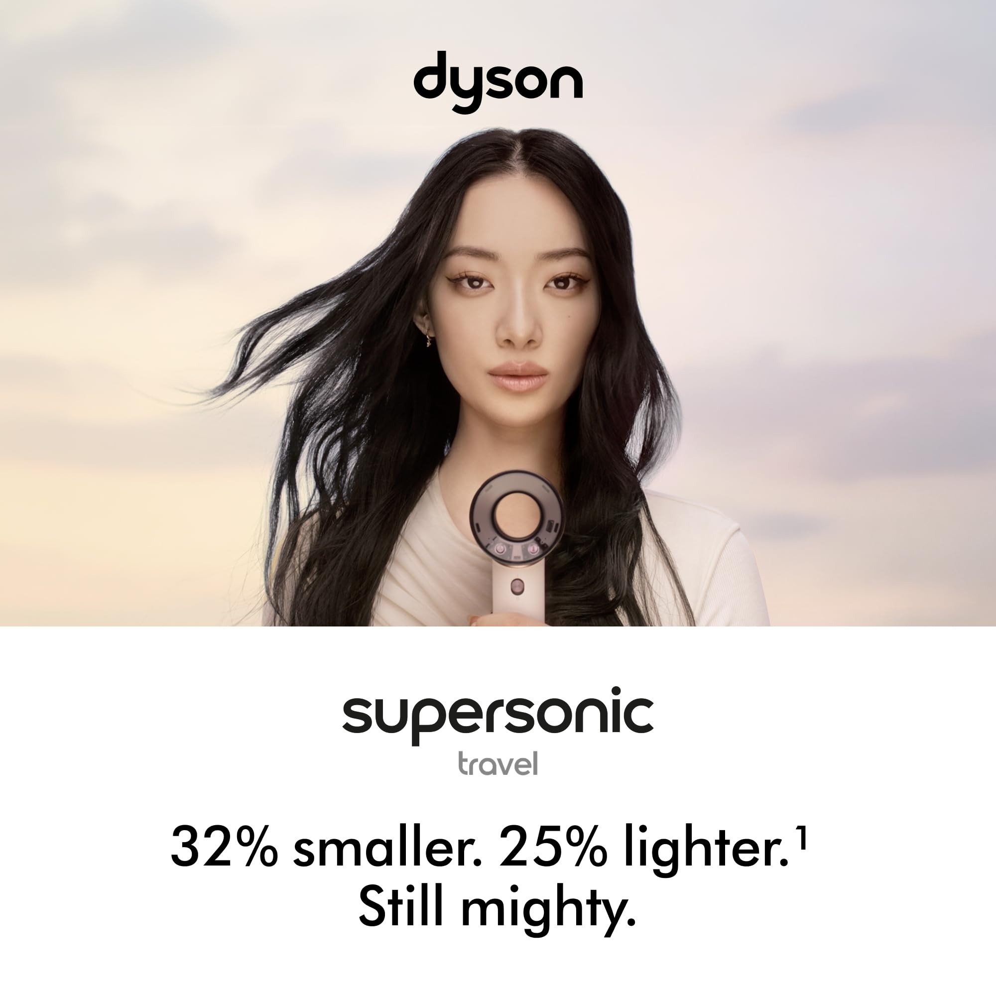 Dyson Supersonic vista lateral que destaca su tamaño compacto