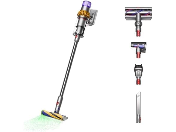 Dyson V15 Detect frontal renovada mostrando diseño y potencia para limpieza completa