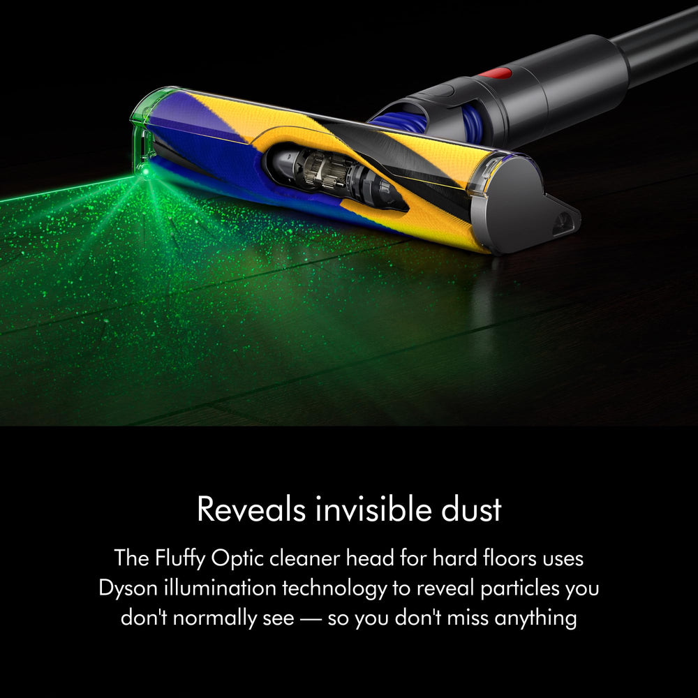 Dyson V15 detalle del Digital Motorbar que evita enredos y limpia profundo