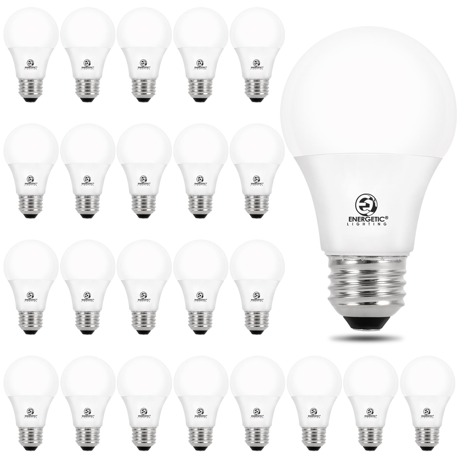 E ENERGETIC LIGHTING paquete frontal de 24 bombillas mostrando ahorro
