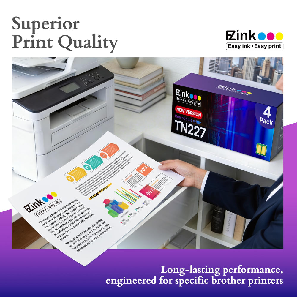 E-Z Ink cartucho instalado en impresora Brother para instalación rápida y sin complicaciones