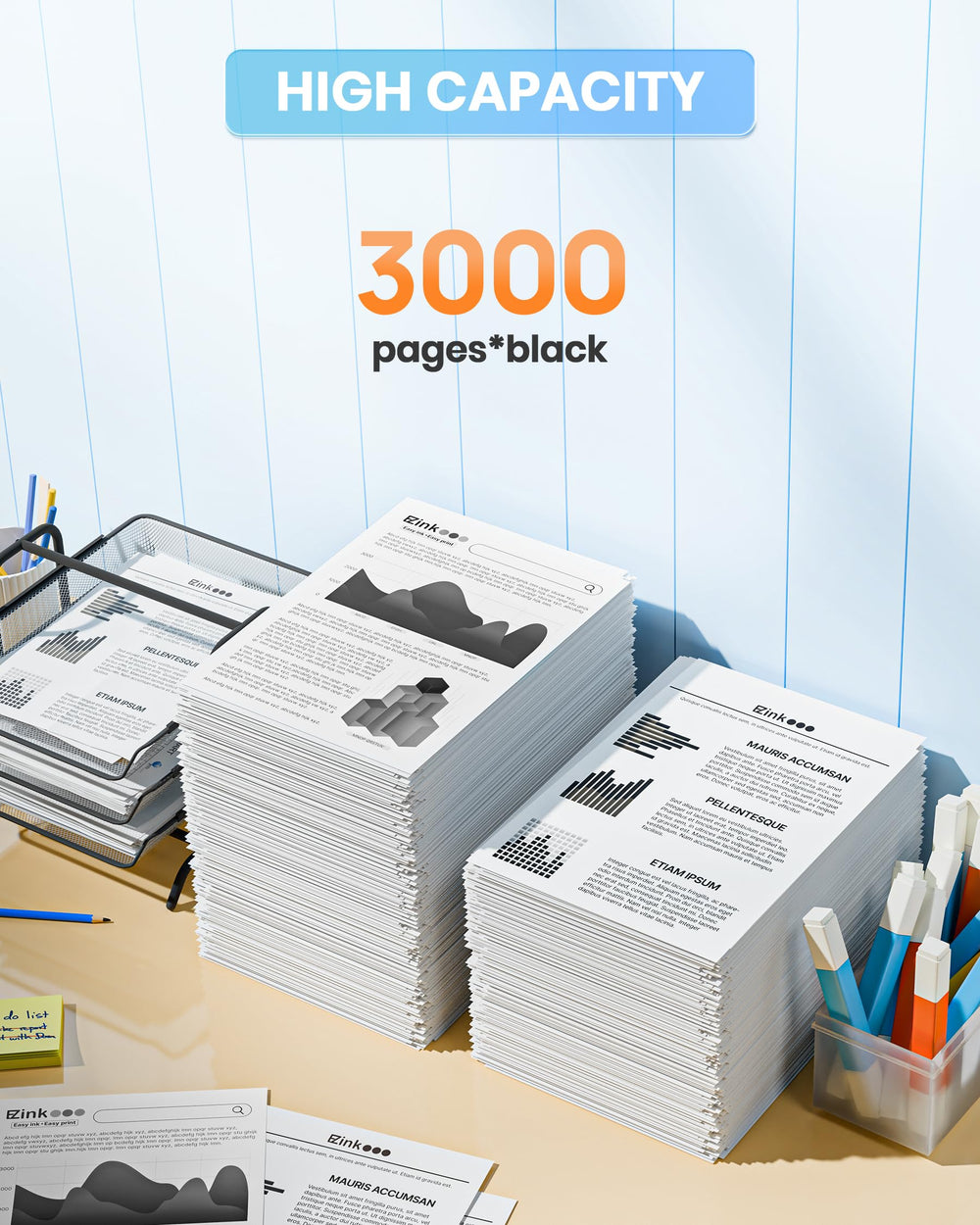 E-Z Ink detalle del tóner en la superficie, consistencia de impresión uniforme