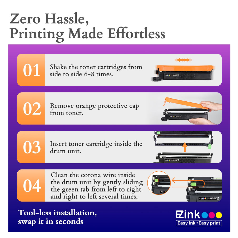 E-Z Ink kit TN229XL en un escritorio de oficina demostrando uso real