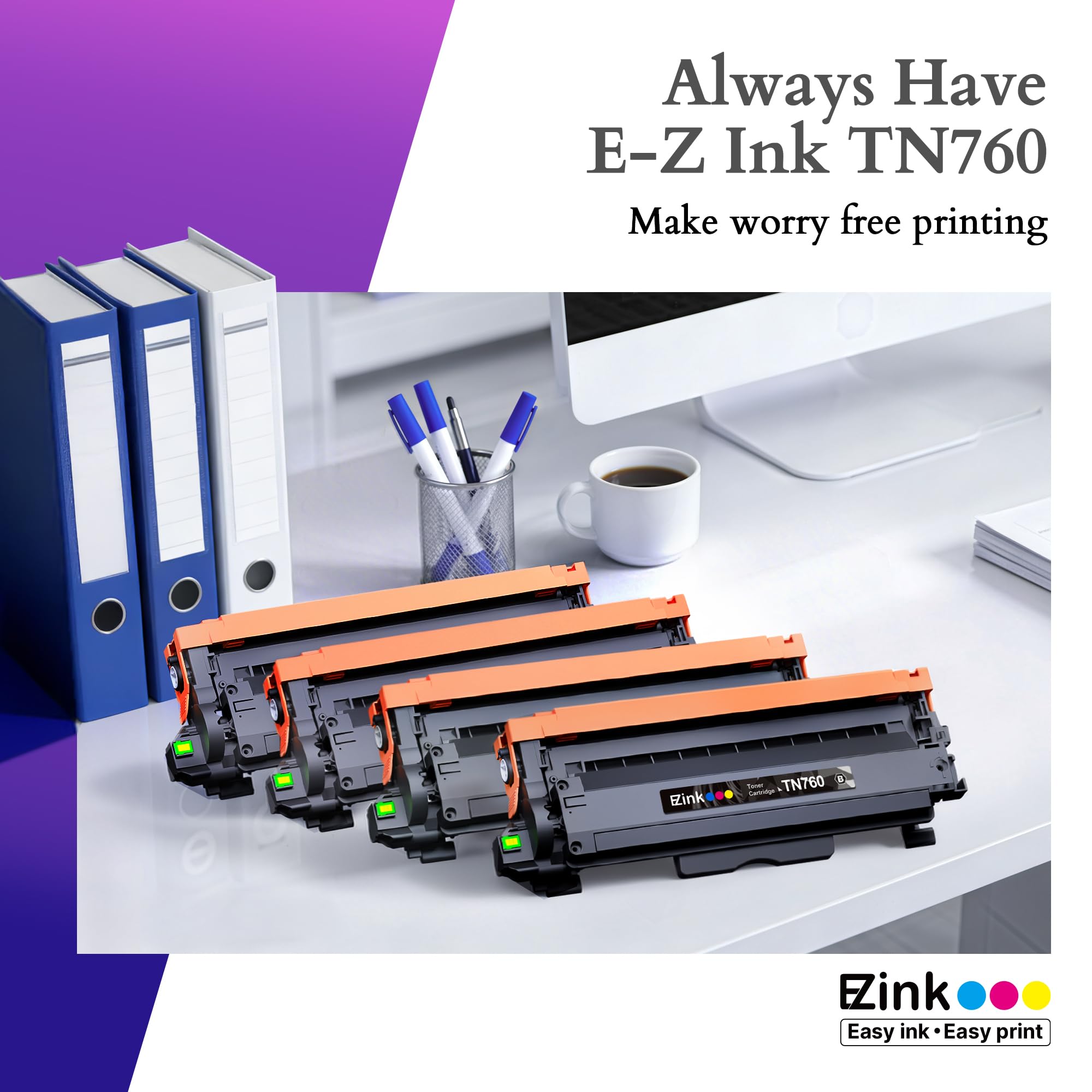 E-Z Ink TN760 paquete de cuatro cartuchos listo para consumo intensivo en oficinas