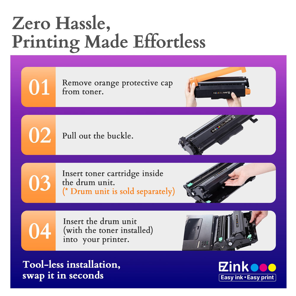 E-Z Ink TN760 cartucho en entorno de oficina demostrando eficiencia y ahorro