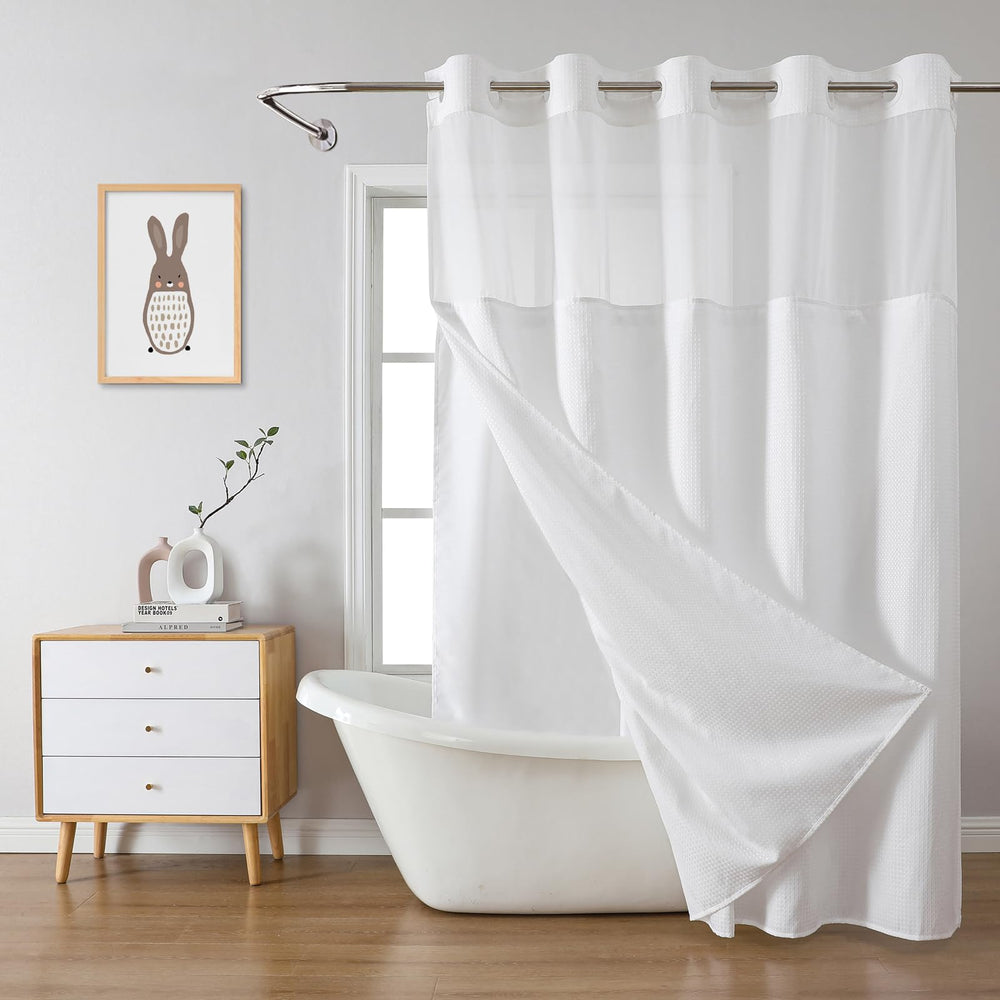 eachope cortina frontal waffle blanca mostrando estilo spa