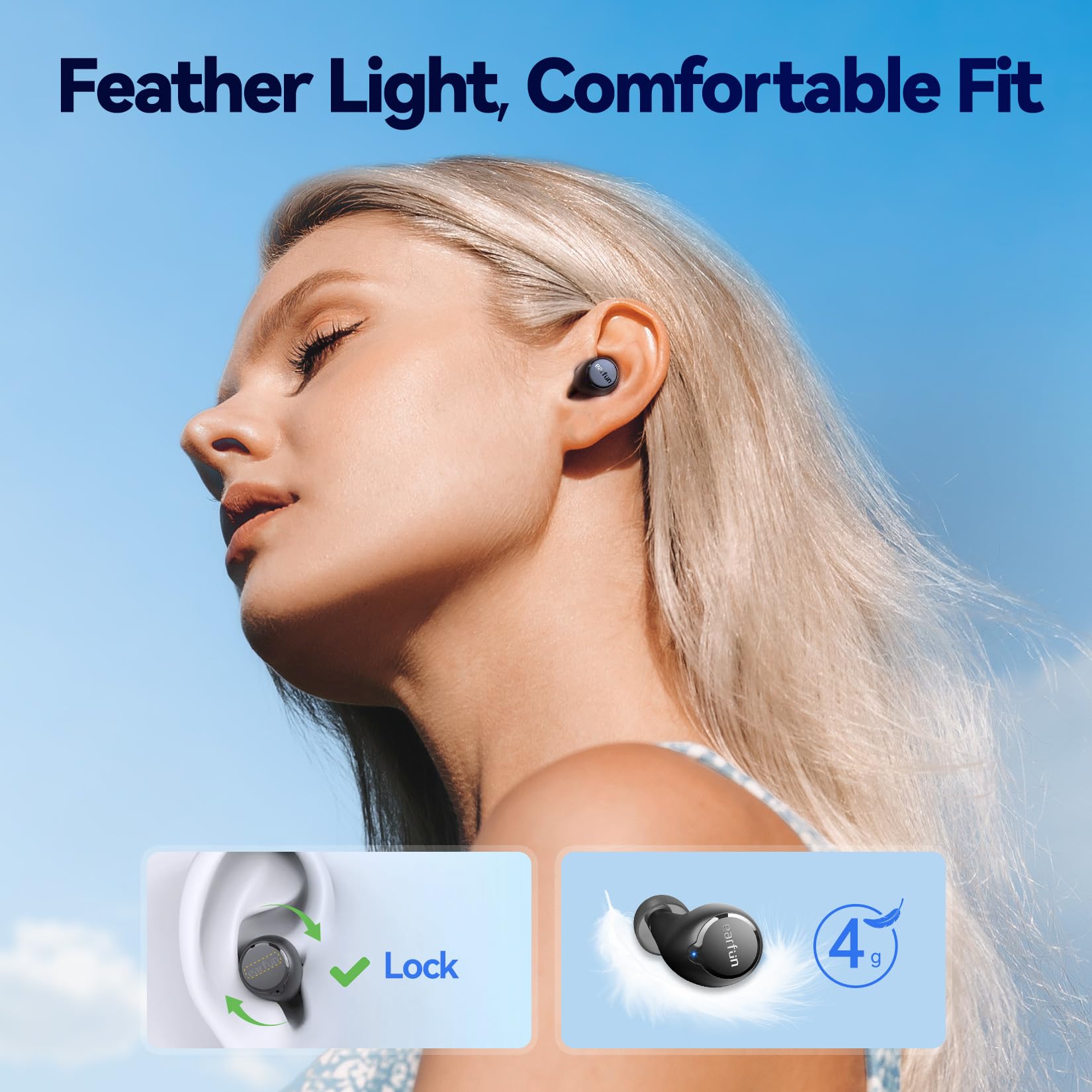 Usuario entrenando con EarFun Free 2S resistente al sudor IPX7