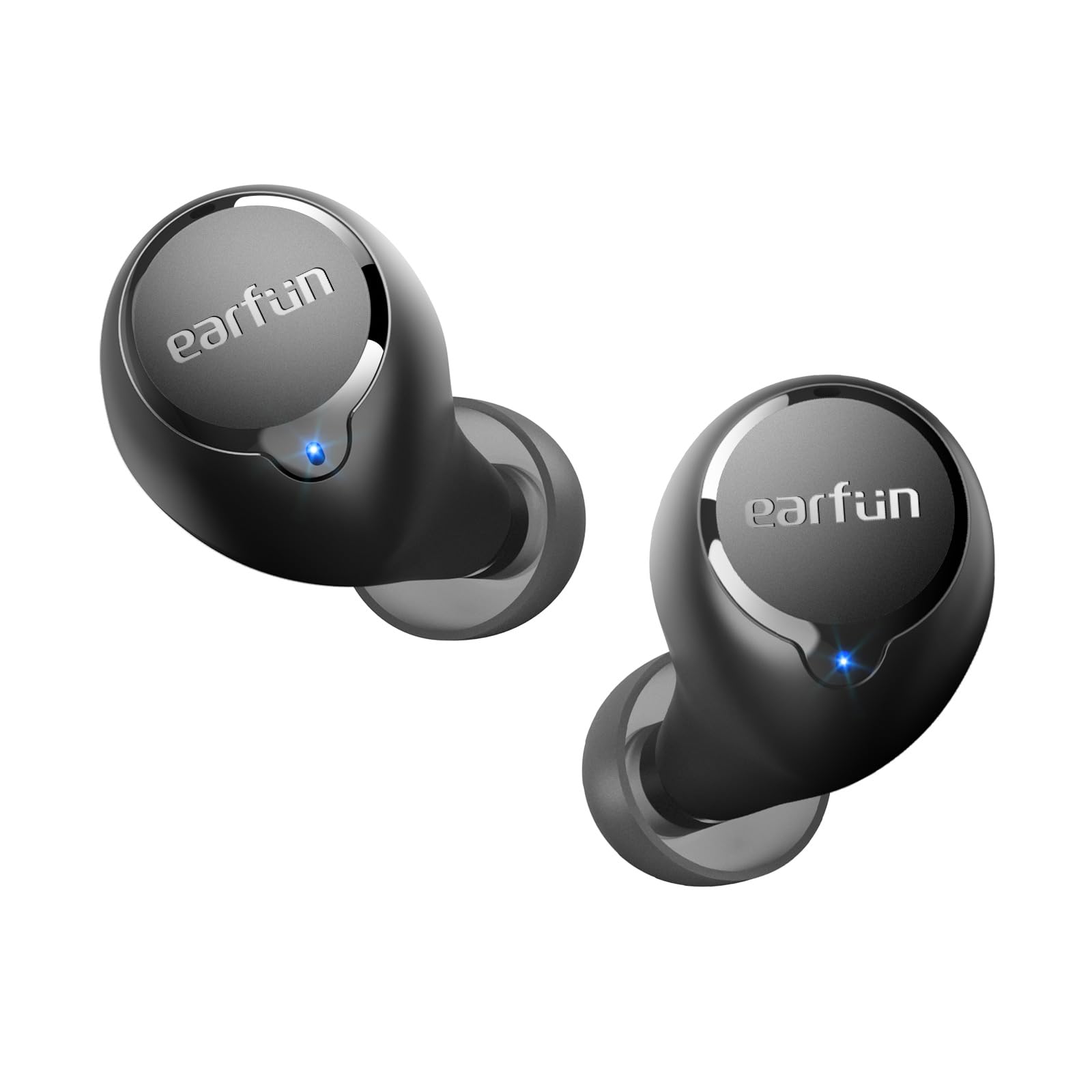 EarFun Free 2S vista frontal mostrando diseño compacto y comodidad